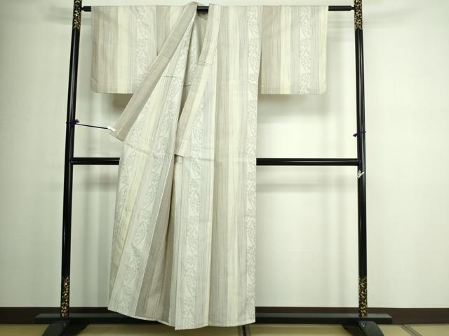 平和屋着物▽結城紬 単衣 80亀甲 草花間道 正絹 逸品 DAAV9922sf
