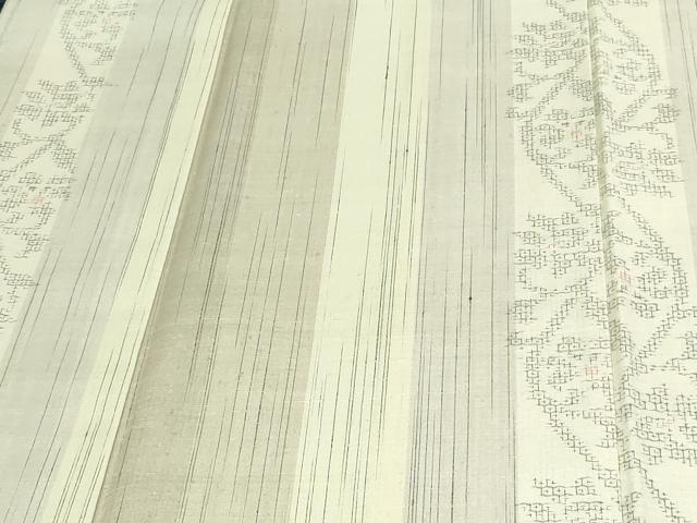平和屋着物▽結城紬 単衣 80亀甲 草花間道 正絹 逸品 DAAV9922sf