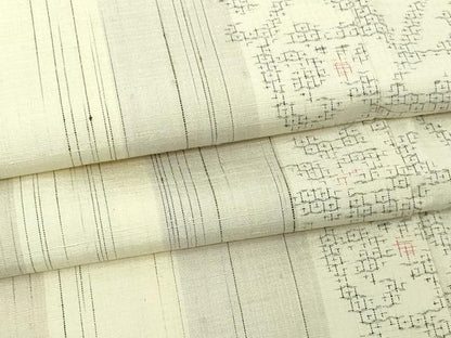 平和屋着物▽結城紬 単衣 80亀甲 草花間道 正絹 逸品 DAAV9922sf