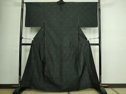 平和屋着物▽本場大島紬　単衣　麻の葉文様　正絹　逸品　DAAV9924sf