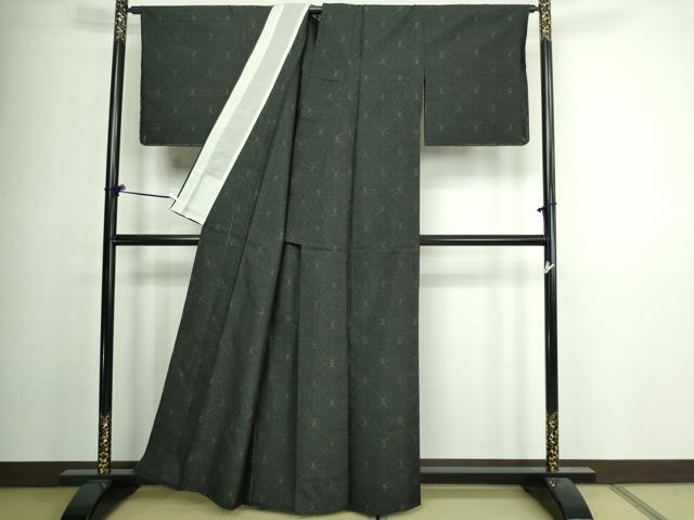 平和屋着物▽本場大島紬　単衣　麻の葉文様　正絹　逸品　DAAV9924sf
