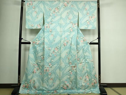 平和屋着物▽上質な小紋 単衣 枝花文 正絹 逸品 DAAV9925sf