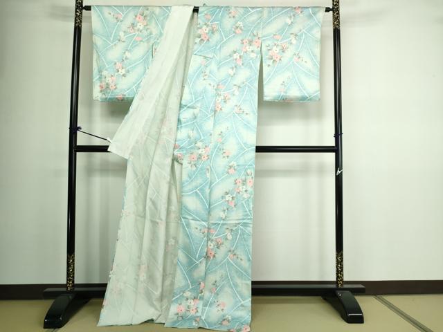 平和屋着物▽上質な小紋 単衣 枝花文 正絹 逸品 DAAV9925sf