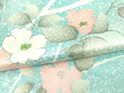 平和屋着物▽上質な小紋 単衣 枝花文 正絹 逸品 DAAV9925sf