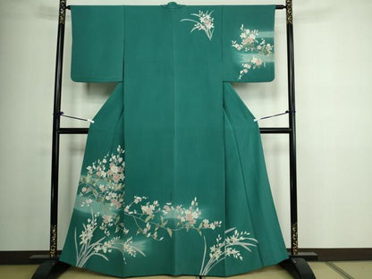 平和屋着物▽訪問着 単衣 友禅 枝花文 暈し染め 正絹 逸品 DAAV9927sf
