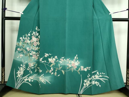 平和屋着物▽訪問着 単衣 友禅 枝花文 暈し染め 正絹 逸品 DAAV9927sf