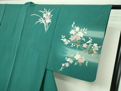 平和屋着物▽訪問着 単衣 友禅 枝花文 暈し染め 正絹 逸品 DAAV9927sf