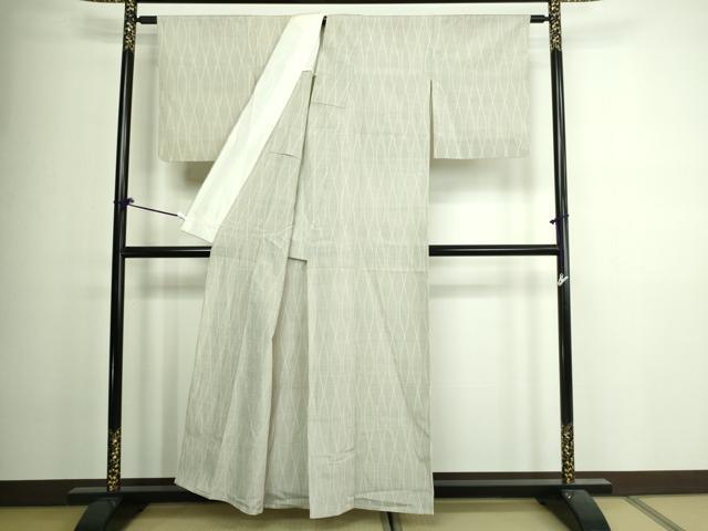 平和屋着物▽本塩沢 単衣 変わり間道 正絹 逸品 DAAV9935sf