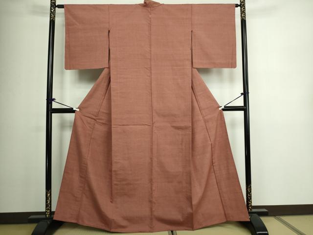 平和屋着物▽結城紬 単衣 鳶色 正絹 逸品 未使用 DAAV9938sf