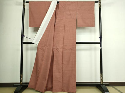 平和屋着物▽結城紬 単衣 鳶色 正絹 逸品 未使用 DAAV9938sf