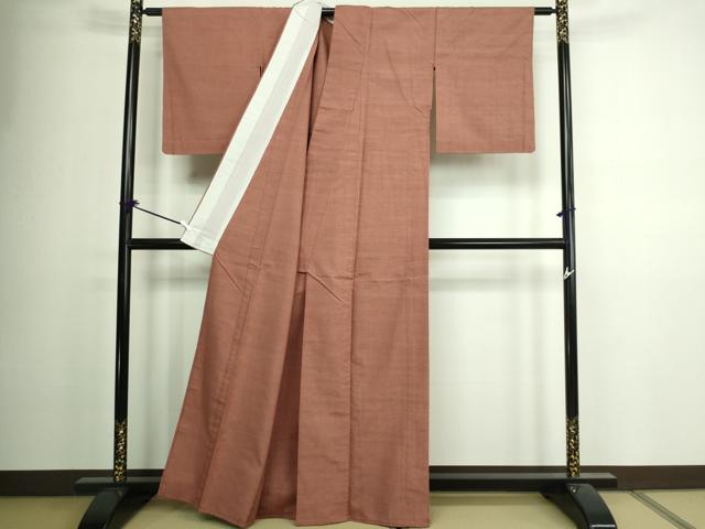 平和屋着物▽結城紬 単衣 鳶色 正絹 逸品 未使用 DAAV9938sf