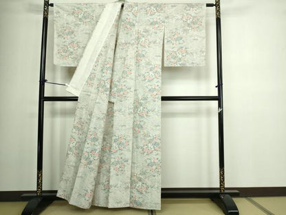 平和屋着物▽上質な紬 単衣 孔雀花文 正絹 逸品 未使用 DAAV9939sf