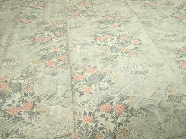 平和屋着物▽上質な紬 単衣 孔雀花文 正絹 逸品 未使用 DAAV9939sf