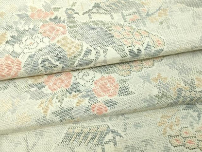 平和屋着物▽上質な紬 単衣 孔雀花文 正絹 逸品 未使用 DAAV9939sf