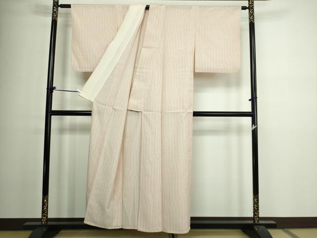 平和屋着物▽本塩沢　単衣　間道　証紙付き　正絹　逸品　DAAV9941sf