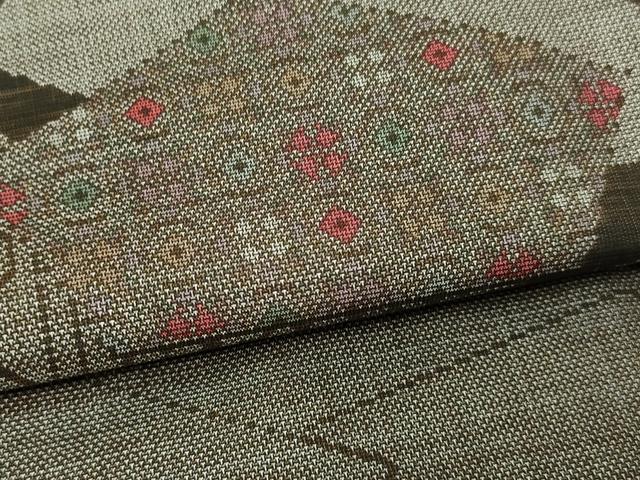 平和屋着物▽本場大島紬 単衣 9マルキ 幾何学花文 正絹 逸品 DAAV9942sf