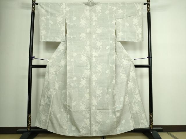 平和屋着物▽上質な紬 単衣 枝花文 正絹 逸品 DAAV9946sf