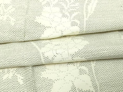 平和屋着物▽上質な紬 単衣 枝花文 正絹 逸品 DAAV9946sf