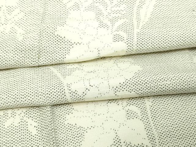 平和屋着物▽上質な紬 単衣 枝花文 正絹 逸品 DAAV9946sf