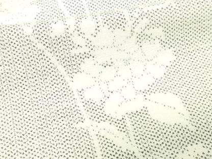 平和屋着物▽上質な紬 単衣 枝花文 正絹 逸品 DAAV9946sf