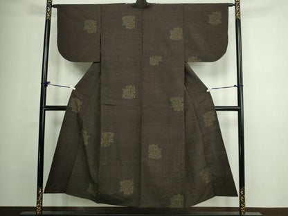 平和屋着物▽結城紬 単衣 洋花文 80亀甲 正絹 逸品 DAAV9947sf
