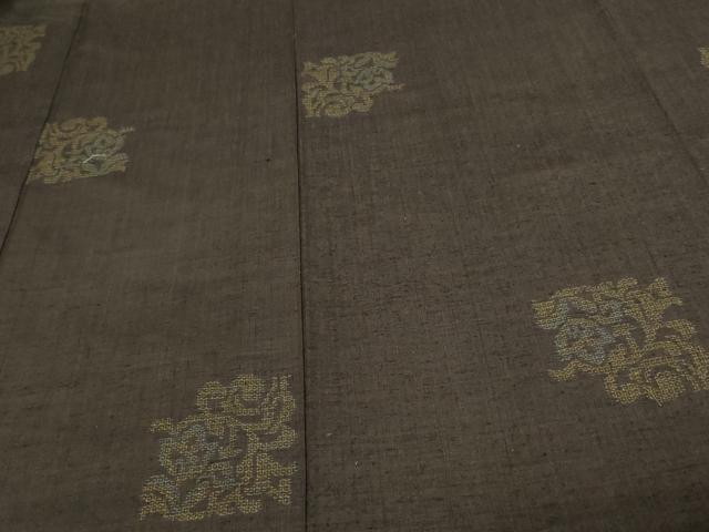 平和屋着物▽結城紬 単衣 洋花文 80亀甲 正絹 逸品 DAAV9947sf