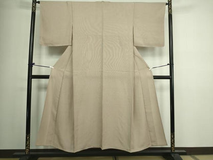 平和屋着物▽江戸小紋 単衣 縞 万筋 煎茶色×白色 正絹 逸品 DAAV9949sf