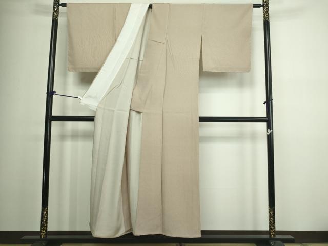 平和屋着物▽江戸小紋 単衣 縞 万筋 煎茶色×白色 正絹 逸品 DAAV9949sf