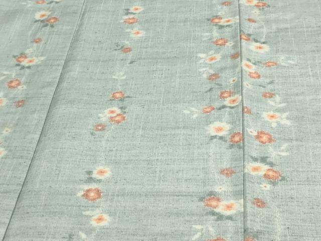 平和屋着物▽上質な紬 単衣 草花間道 正絹 逸品 DAAV9951sf