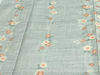 平和屋着物▽上質な紬 単衣 草花間道 正絹 逸品 DAAV9951sf