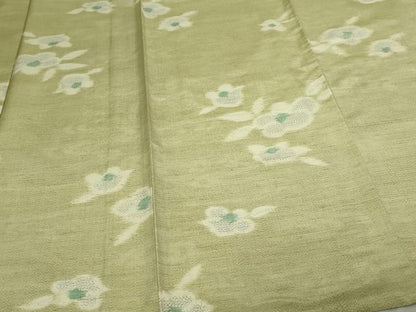 平和屋着物▽上質な紬 単衣 草花文 正絹 逸品 DAAV9952sf