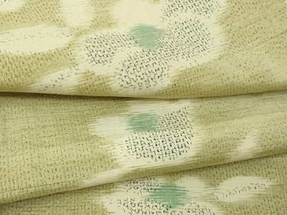 平和屋着物▽上質な紬 単衣 草花文 正絹 逸品 DAAV9952sf