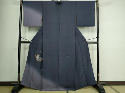 平和屋着物▽訪問着 単衣 手描き 猫 グラス 暈し染め 金彩 正絹 逸品 DAAV9954sf