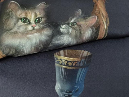 平和屋着物▽訪問着 単衣 手描き 猫 グラス 暈し染め 金彩 正絹 逸品 DAAV9954sf