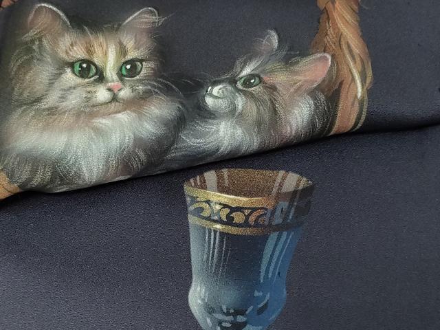 平和屋着物▽訪問着 単衣 手描き 猫 グラス 暈し染め 金彩 正絹 逸品 DAAV9954sf