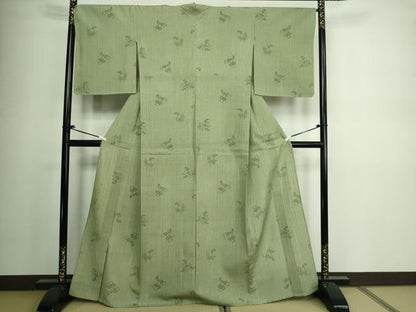 平和屋着物▽上質な紬 単衣 舞蝶文 正絹 逸品 DAAV9957sf