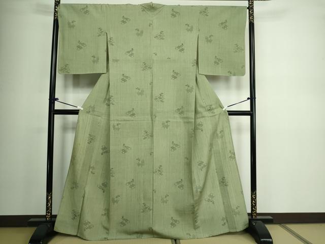平和屋着物▽上質な紬 単衣 舞蝶文 正絹 逸品 DAAV9957sf
