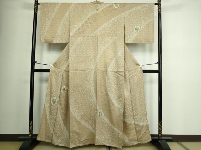 平和屋着物▽訪問着 単衣 絞り 刺繍 草花文 正絹 逸品 DAAV9960sf