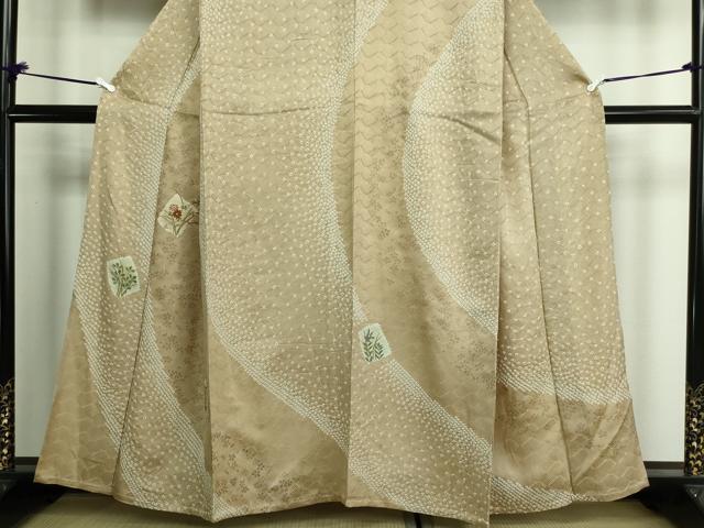 平和屋着物▽訪問着 単衣 絞り 刺繍 草花文 正絹 逸品 DAAV9960sf