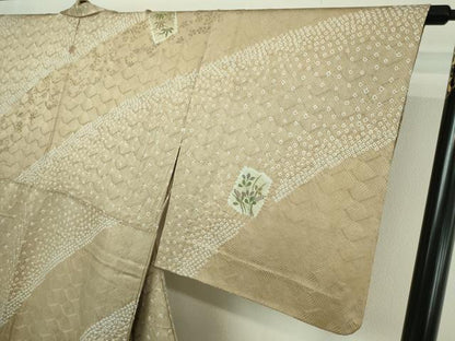 平和屋着物▽訪問着 単衣 絞り 刺繍 草花文 正絹 逸品 DAAV9960sf