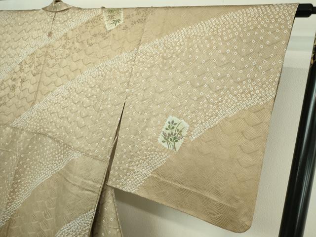 平和屋着物▽訪問着 単衣 絞り 刺繍 草花文 正絹 逸品 DAAV9960sf