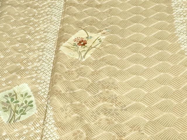 平和屋着物▽訪問着 単衣 絞り 刺繍 草花文 正絹 逸品 DAAV9960sf