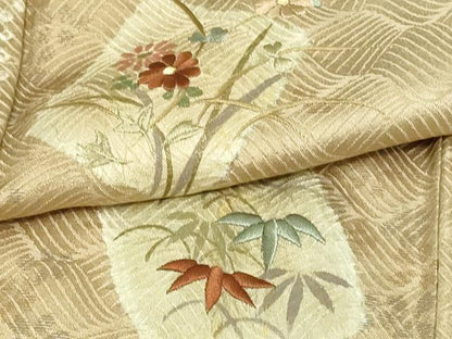 平和屋着物▽訪問着 単衣 絞り 刺繍 草花文 正絹 逸品 DAAV9960sf