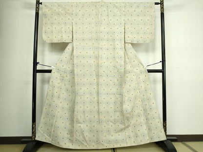 平和屋着物▽上質な紬 単衣 菱文 正絹 逸品 DAAV9963sf