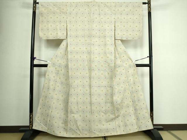 平和屋着物▽上質な紬 単衣 菱文 正絹 逸品 DAAV9963sf