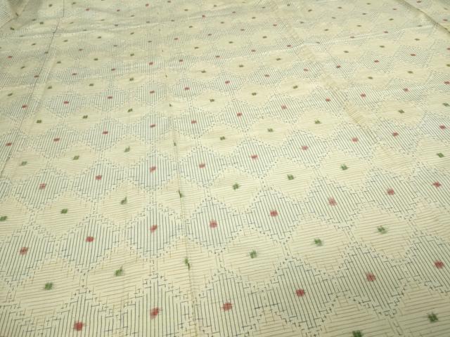 平和屋着物▽上質な紬 単衣 菱文 正絹 逸品 DAAV9963sf