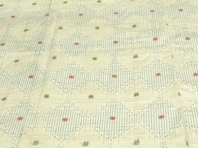 平和屋着物▽上質な紬 単衣 菱文 正絹 逸品 DAAV9963sf