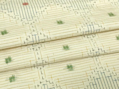 平和屋着物▽上質な紬 単衣 菱文 正絹 逸品 DAAV9963sf