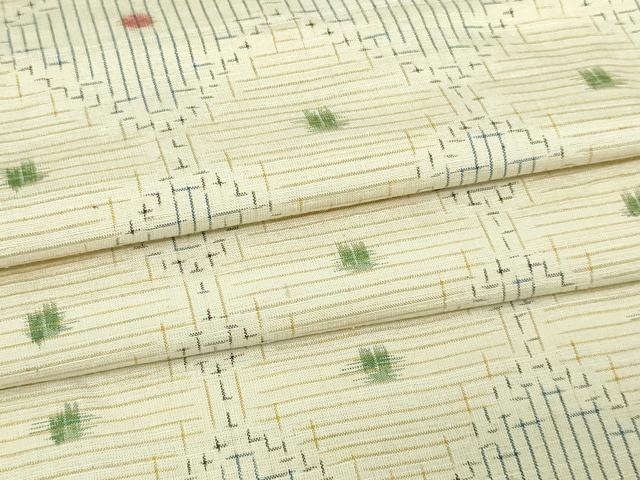 平和屋着物▽上質な紬 単衣 菱文 正絹 逸品 DAAV9963sf