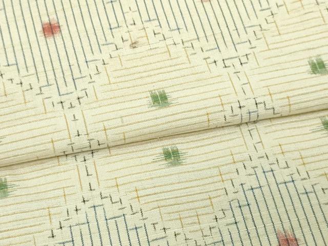 平和屋着物▽上質な紬 単衣 菱文 正絹 逸品 DAAV9963sf